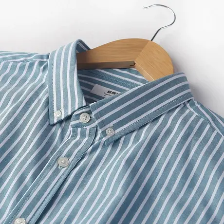 格慕施春秋款纯棉长袖衬衫男士大码宽松男装条纹牛津纺休闲衬衣服图片