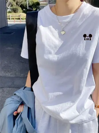 正肩白色t恤女设计感小众显瘦薄款上衣夏季春秋内搭短袖宽松大码图片