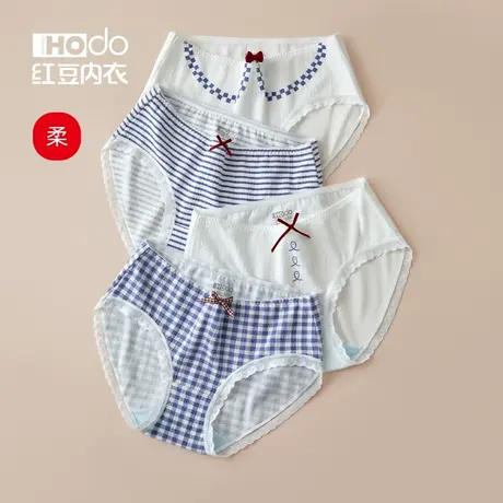 红豆女士内裤印花可爱少女蕾丝中腰纯棉抗菌裆透气莫代尔三角裤预商品大图