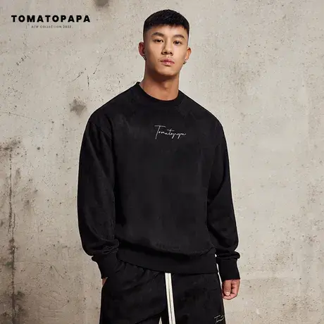 TOMATOPAPA原创秋季重磅卫衣男美式街头潮牌宽松圆领套头男上衣商品大图