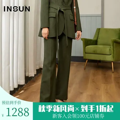 恩裳春季时尚西裤女职业通勤OL绵羊毛直筒休闲裤女宽松商品大图