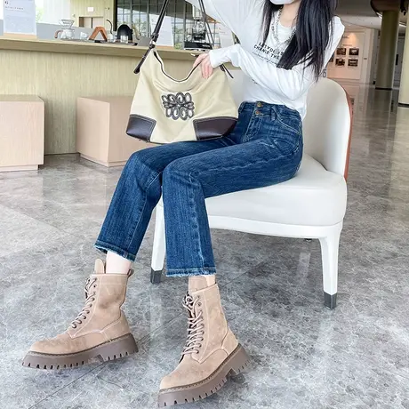 直筒牛仔裤女2023年春秋新款高腰宽松显瘦百搭九分小个子烟管裤潮商品大图