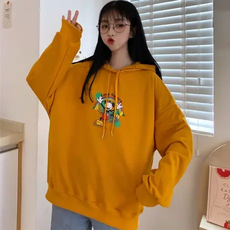 日系古着vintage卫衣女春秋薄款宽松韩版潮ins上衣bf慵懒风外套女图片