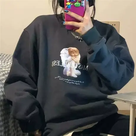 美式街头hiphop卫衣女宽松韩版ins超火上衣bf慵懒风春秋薄款外套商品大图