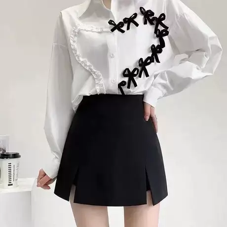 黑色短裙大码短裙裤女夏2023新款防走光适合小个子MM半身裙商品大图