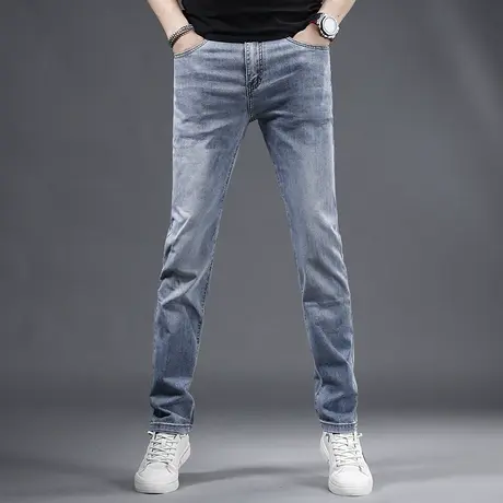 2023新款夏季冰丝牛仔裤男款直筒轻薄款浅蓝色弹力男士休闲裤宽松商品大图