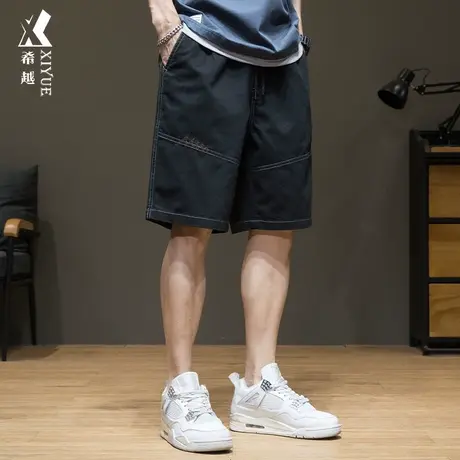 希越夏季高端工装短裤男外穿宽松大码五分裤潮流直筒百搭休闲裤子商品大图