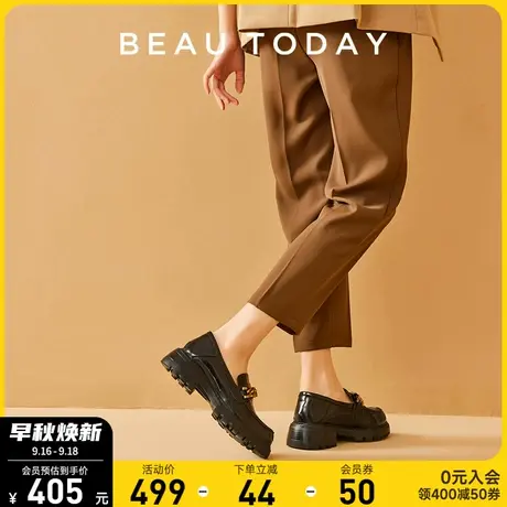 BeauToday厚底乐福鞋女春英伦单鞋2023新款女鞋BT真皮复古小皮鞋商品大图