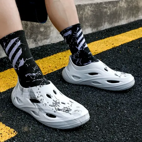 雨鞋男款夏季透气胶鞋沙滩洞洞鞋凉拖鞋钓鱼鞋厨房防滑鞋洗车水鞋商品大图