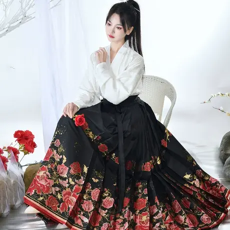 【如梦霓裳丨花满溪】明制汉服女装马面裙新国风玫瑰织金春夏新款图片