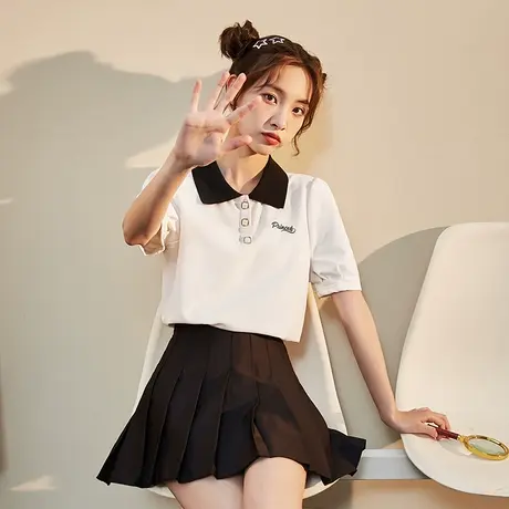 唐狮短袖polo女春夏季韩系打底甜美减龄洋气POLO衫设计感小众上衣商品大图