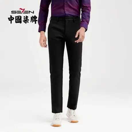 柒牌清仓梭织长裤男黑色潮流休闲2021秋季字母印花中青年直筒裤装商品大图