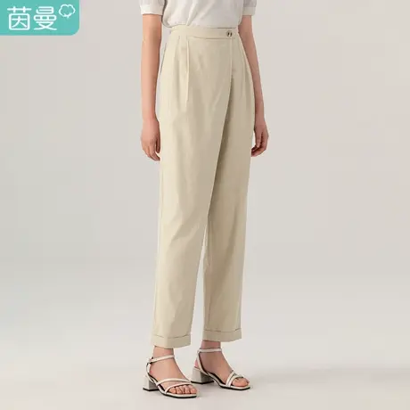 【商场同款】茵曼2022春装新款棉麻质感不规则设计感宽松休闲裤图片