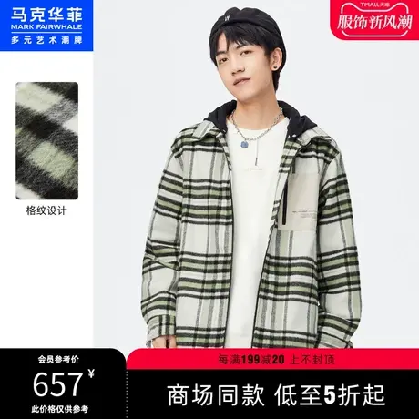 商场同款马克华菲格纹设计衬衫式棉服男秋冬新款时尚潮流外套图片