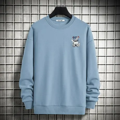 小熊卫衣男潮ins春秋款加绒套头无帽圆领上衣服宽松潮流秋季长袖图片