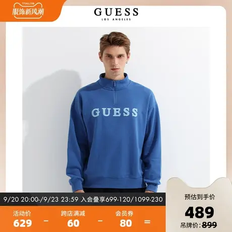 GUESS秋男女同款时尚简约oversize通勤学院运动风卫衣X2BQ47R2Q41商品大图