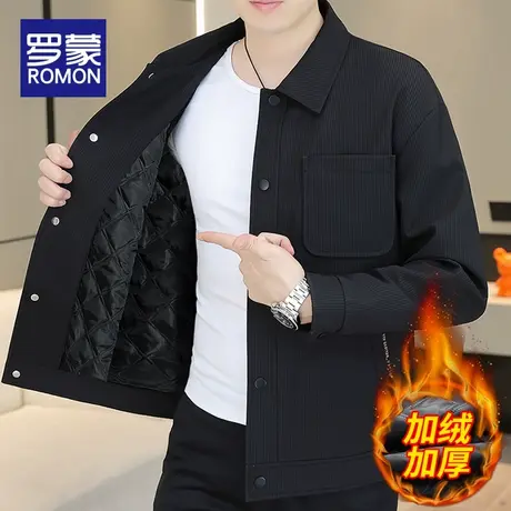 罗蒙加棉外套男士秋冬季爆款2023新款加厚保暖夹克男潮牌休闲上衣商品大图