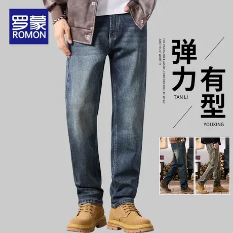 罗蒙春秋季牛仔裤男装2025年新款潮牌宽松直筒男士百搭休闲长裤子商品大图