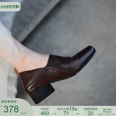 Artmu阿木原创真皮女鞋芭蕾单鞋女中跟两穿黑色小皮鞋2025新款图片