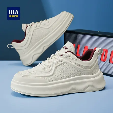 HLA/海澜之家男鞋2025夏季透气百搭厚底增高板鞋运动休闲小白鞋男商品大图