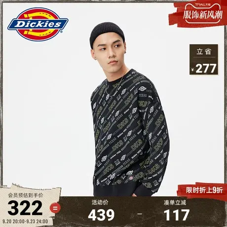 Dickies商场同款秋冬 满身印圆领毛圈慵懒风卫衣 男女图片
