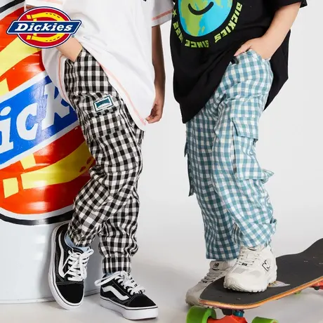 Dickies童装男童女童23夏季新款侧袋工装风格纹束口儿童休闲长裤图片