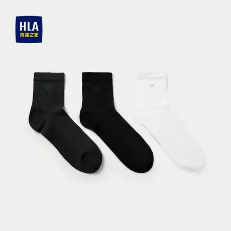 HLA/海澜之家三双装袜子2025新款镂空网眼透气细腻简约绅士袜男商品大图