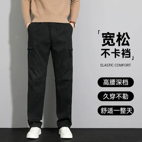 工装裤2023新款男中年加肥加大码男士多口袋休闲裤子爸爸加厚长裤商品大图