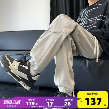 唐狮秋冬新款男运动裤拼接束脚卫裤宽松休闲长裤显瘦直筒裤子潮W图片