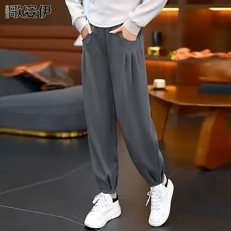 束脚卫裤女2023秋冬新款宽松休闲灯笼裤梨型身材小个子加绒哈伦裤图片