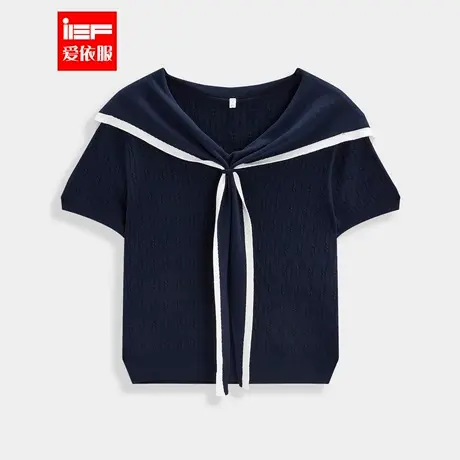 IEF/爱依服【微胖】大码女装2025夏秋新款韩版翻领设计毛织上衣商品大图
