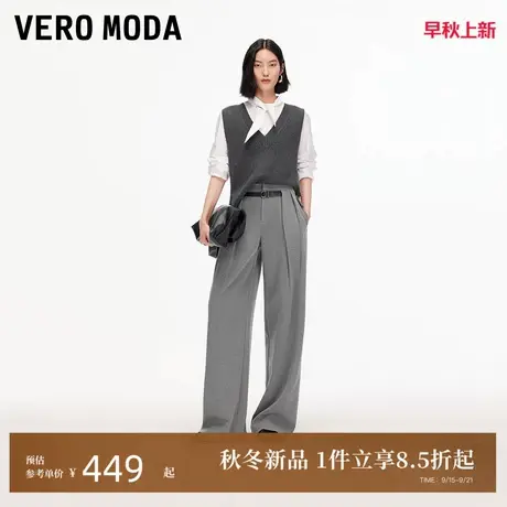 Vero Moda休闲裤2025冬季新款高腰前褶垂坠感可拆腰带直筒西装裤商品大图