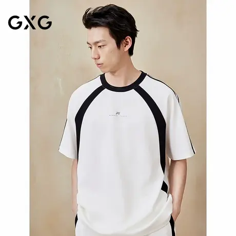 GXG男装 圆领T恤撞色拼接短袖针织 2025年夏季新品G25X442084图片