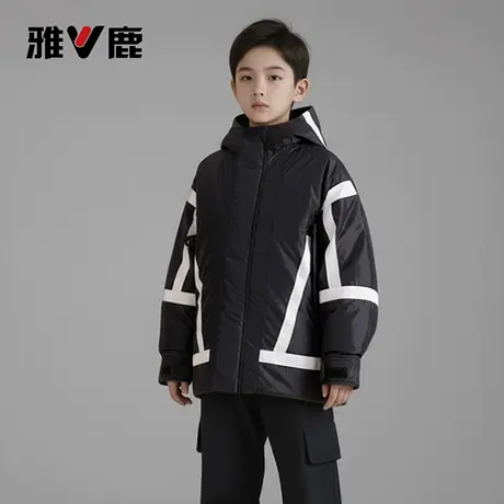 雅鹿男童女童加厚中长款羽绒服儿童冬季新款外套中大童保暖亲子装商品大图