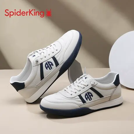 蜘蛛王男鞋2025秋冬新款真皮透气德训鞋休闲百搭软底小白鞋皮板鞋图片