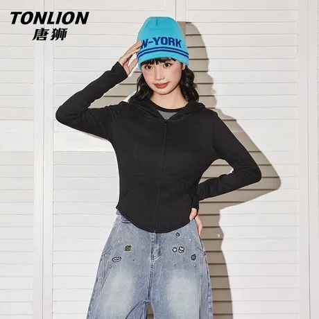 唐狮官方黑色外套女2026新款春季lulu运动瑜伽服修身小个子上衣VC商品大图