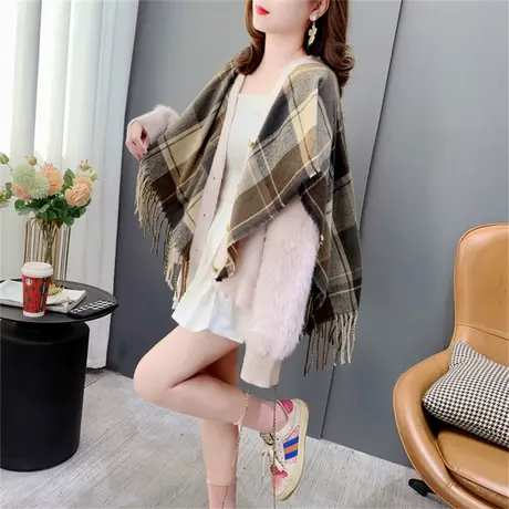 设计感披肩假两件毛衣开衫女2023年新款春季宽松洋气减龄针织外套商品大图