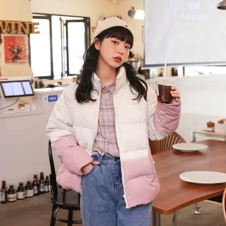 【清仓6折】变色面包服羽绒服女冬2022新款白鸭绒小众冬加厚外套图片