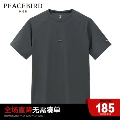 太平鸟男装 夏季圆领短袖T恤修身男士休闲上衣体恤BDAC2G08商品大图