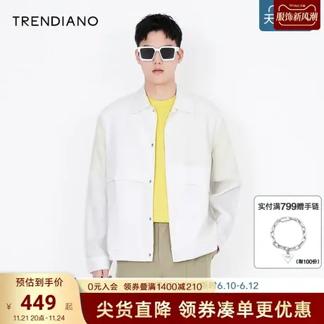 TRENDIANO秋季男装潮牌翻领纯色休闲时尚都市长袖夹克外套图片