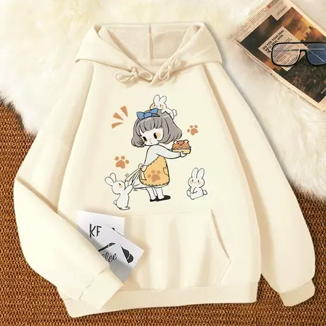 卫衣女春秋薄款连帽2023新款小个子宽松带帽中学生春季上衣设计感图片