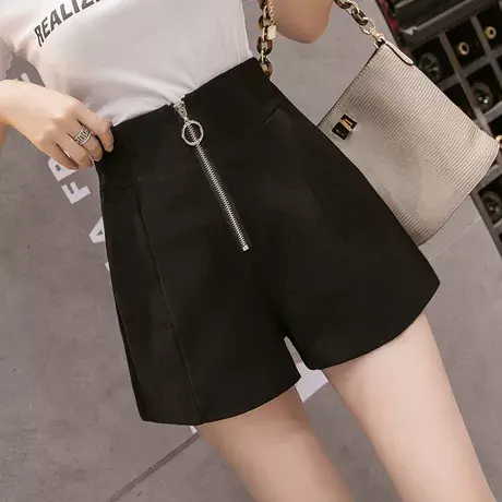 大码女装胖mm高腰韩版显瘦阔腿裤夏季a字打底裤紧身弹力休闲短裤图片