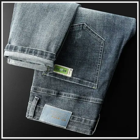 高端水洗牛仔裤男款宽松直筒休闲裤子男裤春季秋冬款弹力男士男装商品大图