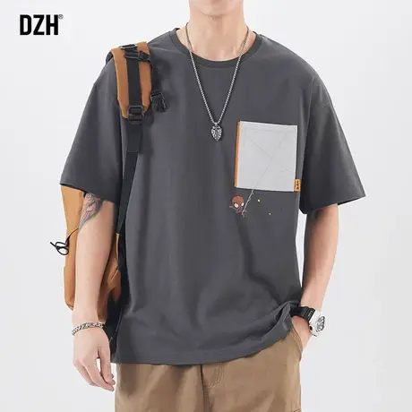 男士蜘蛛侠衣服男短袖潮牌夏季深灰色印花t恤纯棉宽松上衣体恤衫商品大图