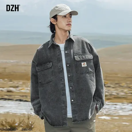 男士牛仔衬衫男长袖高级感痞帅男装2023新款衬衣外套春秋工装上衣商品大图