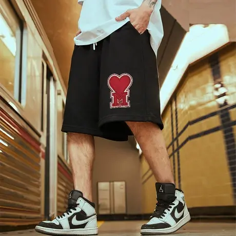 纯棉夏季宽松短裤男潮牌ins运动裤加肥加大五分裤大码裤子篮球裤图片