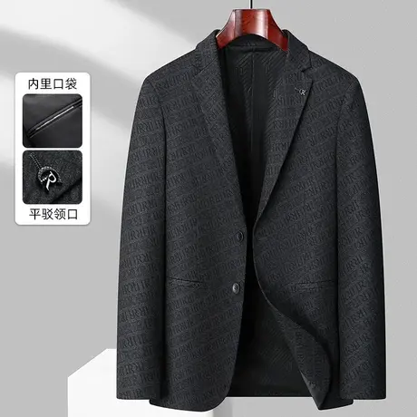秋冬韩版小西服男士修身西装潮流字母提花外套中青年商务正装上衣商品大图