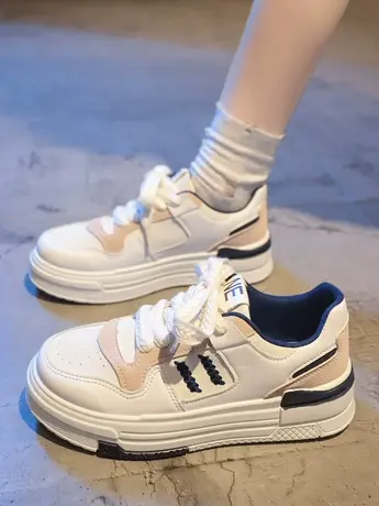 原创小众厚底帆布小白鞋女2023年春秋新款港风百搭休闲运动板鞋子商品大图