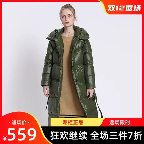 季候风羽绒服新款冬季连帽长款纯色加加厚保暖外套女0834YA712图片