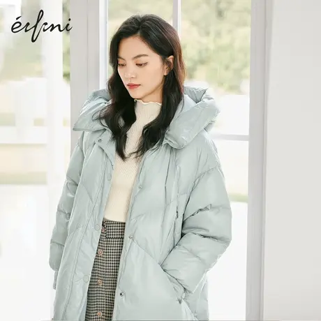 伊芙丽羽绒服女冬新品长袖连帽中长款面包服休闲外套1CA980601商品大图